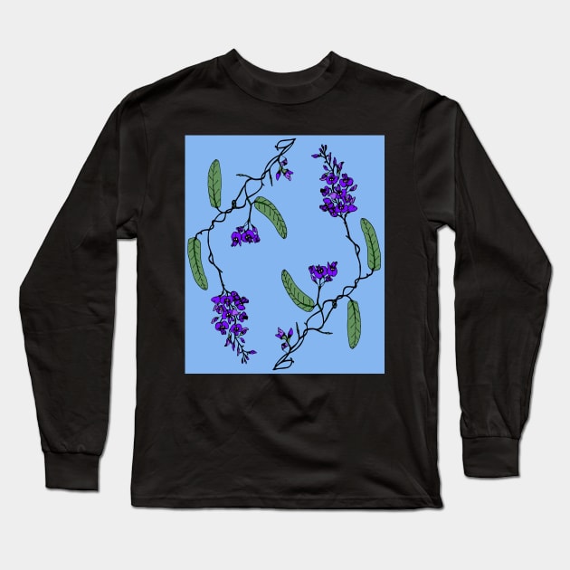 Hardenbergia Violecea Happy Wanderer Long Sleeve T-Shirt by empaduggan